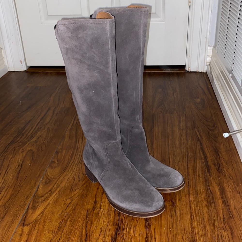 Grey Knee high boots